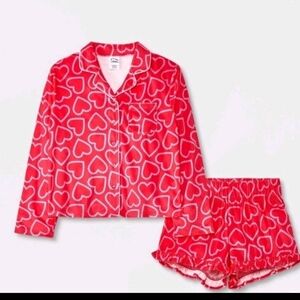 Art Class Girls' 2pc Hearts' Long Sleeve CoatPajama Set Pink